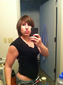 Me in 2011 at 132 pounds just before the sternum injury that ended my bulk. This was also the unfortunate haircut I had to get to fix a too-many-dye-jobs situation.